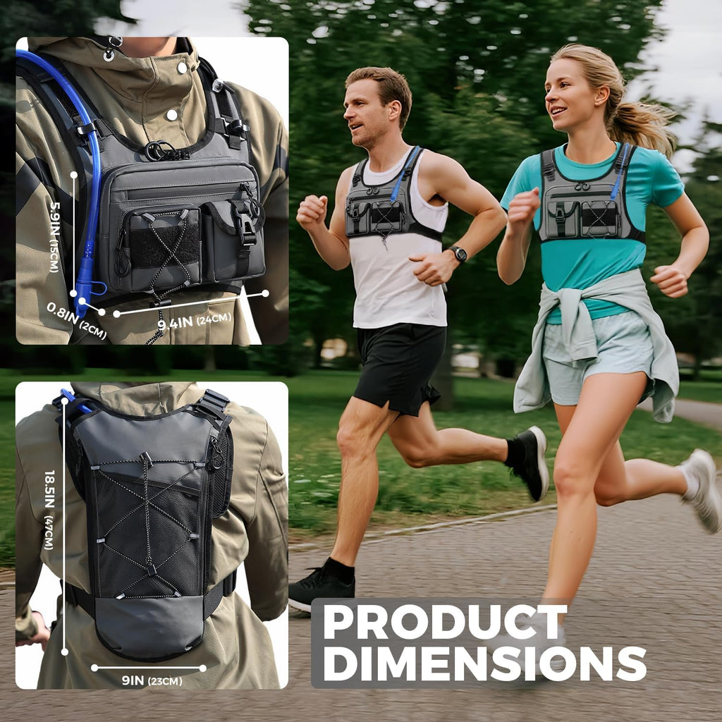 Criuage USA Patent Running Hydration Vest Backpack, Lightweight Chest Pack with 2.0L Water Bladder Bag Daypack for Hiking Running Cycling Race Marathon for Women Men