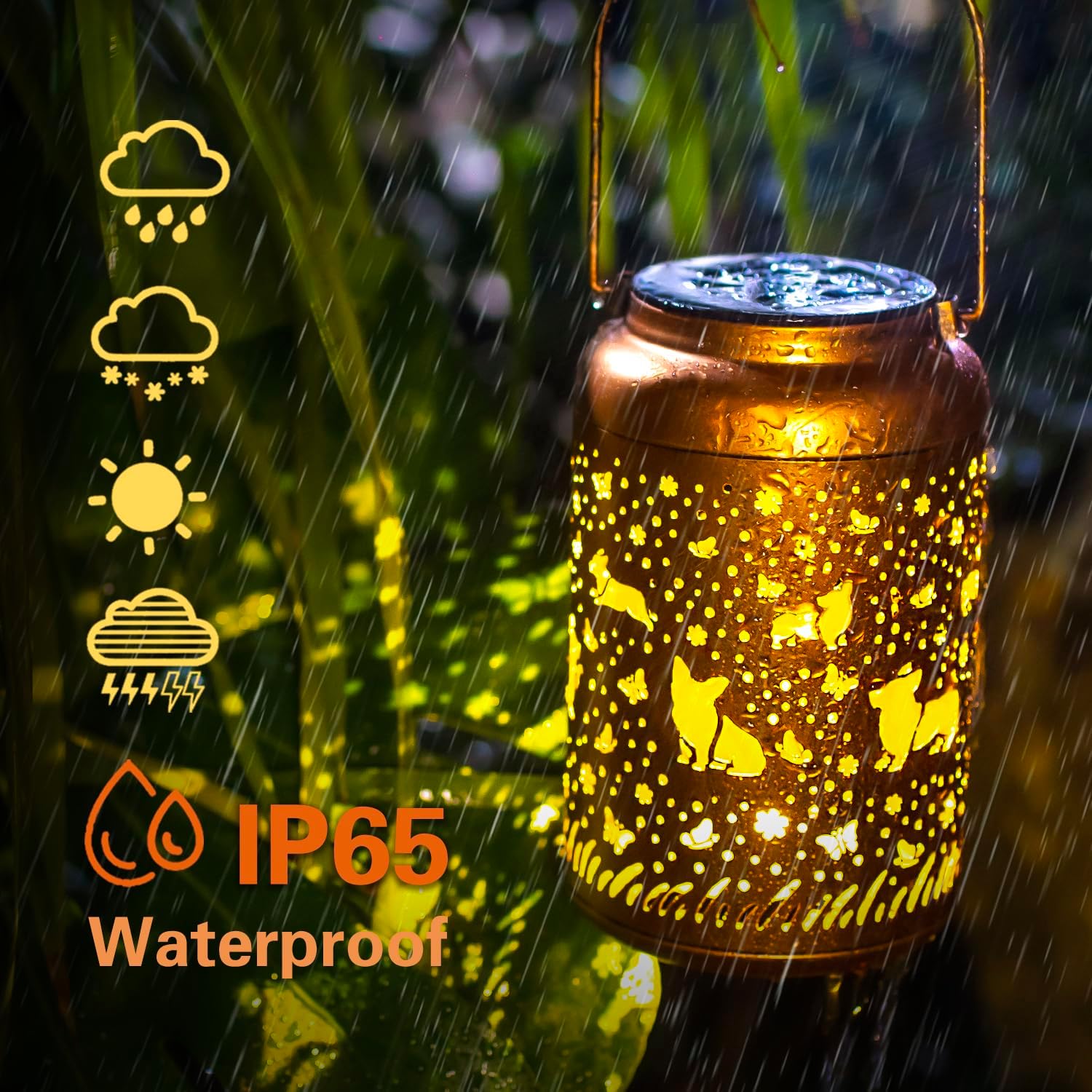 Corgi Dog Solar Lanterns Outdoor Hanging Waterproof Solar Lights Dog Gifts for Women Men Metal Decorative LED Lanterns for Outside, Patio, Landscape, Yard Decor, Garden Decorations