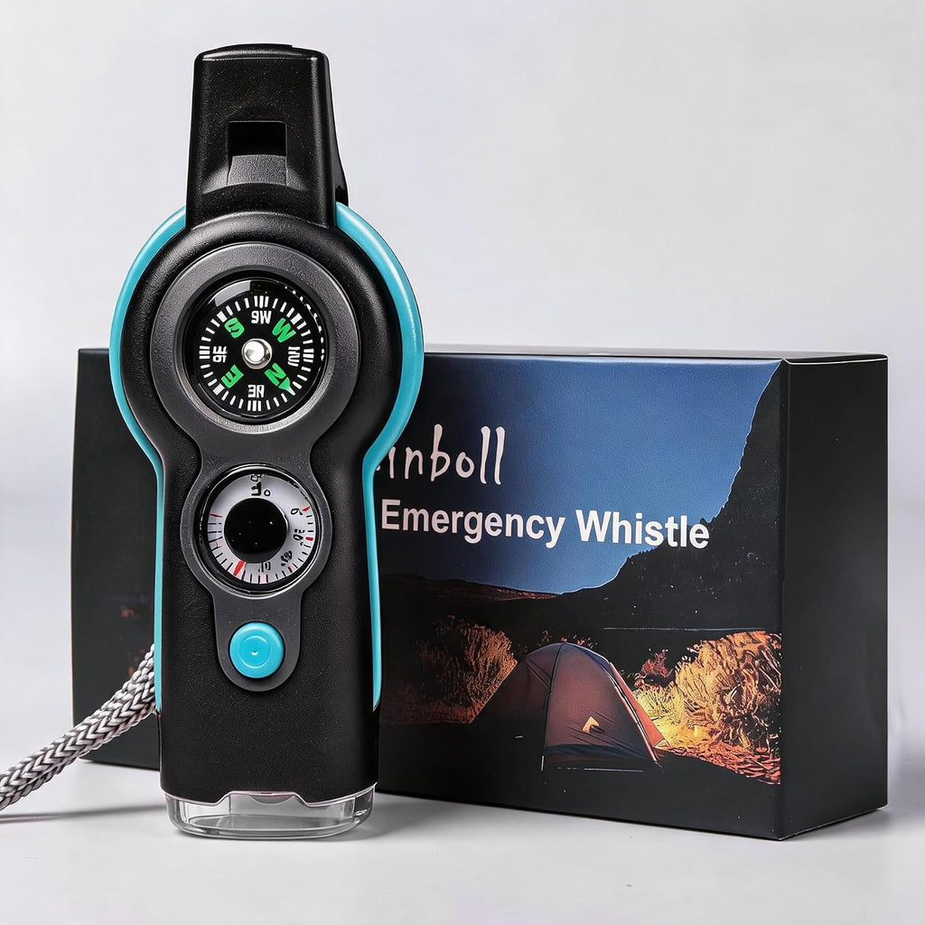Emergency Survival Function Whistle, Outdoor Multifunctional Tool Safety Whistle with Lanyard, Ideal for Kayaking, Boating, Hiking, Camping, Climbing, Hunting, Fishing, Rescue Signaling