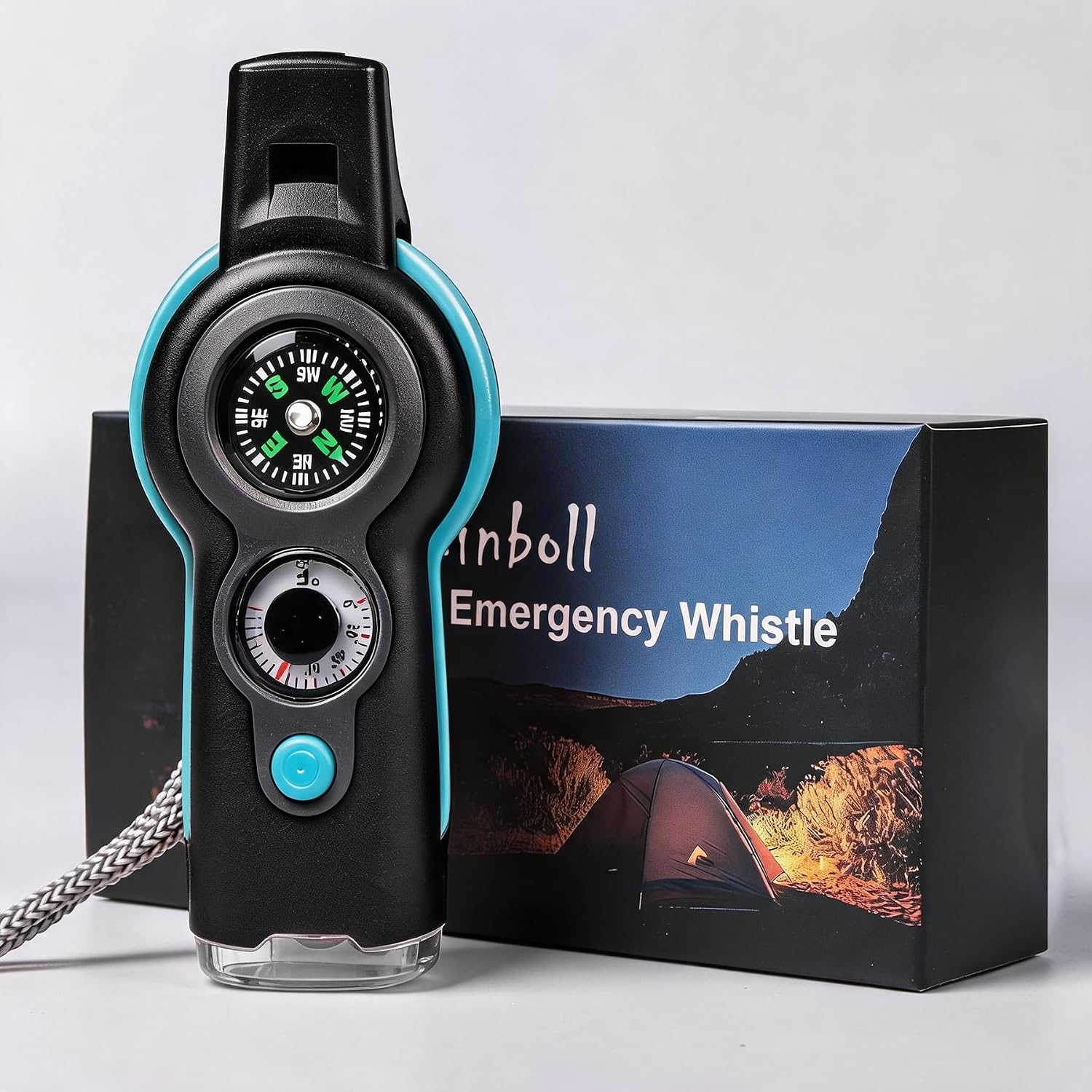 Emergency Survival Function Whistle, Outdoor Multifunctional Tool Safety Whistle with Lanyard, Ideal for Kayaking, Boating, Hiking, Camping, Climbing, Hunting, Fishing, Rescue Signaling