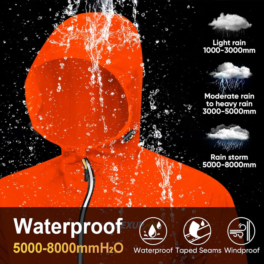 APEXUP Packable Rain Jacket Men Waterproof Lightweight Raincoat with Hood