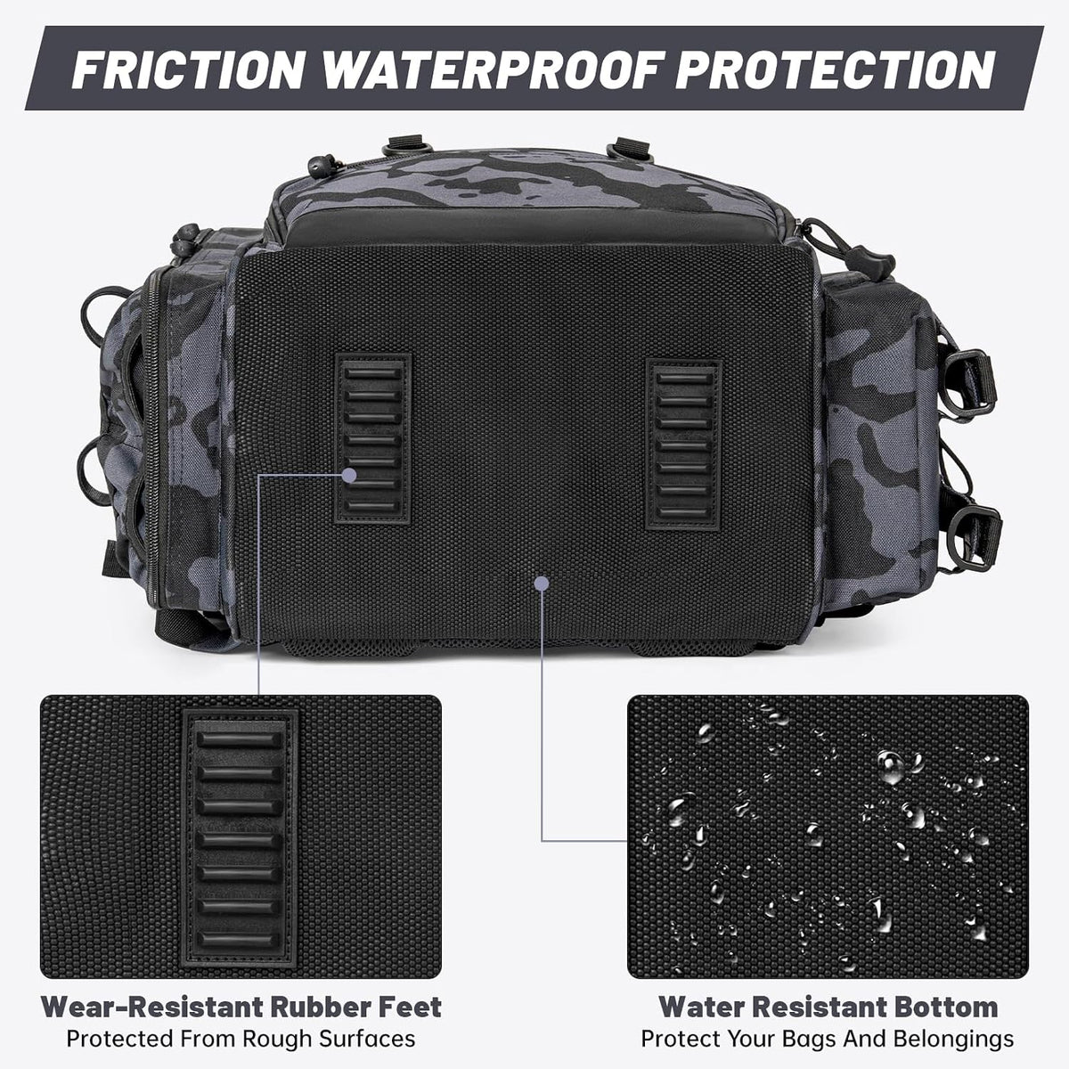 40L Tackle Fishing Backpack with 2 Rod Holders, Fits 4 3600 Trays