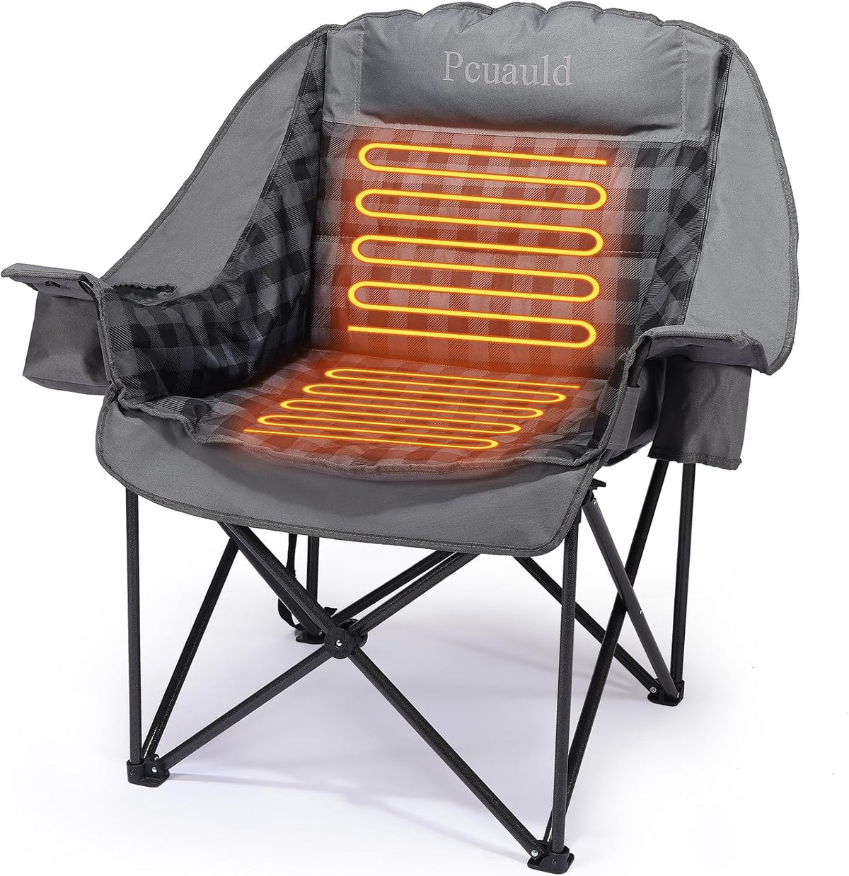 Camping Chairs for Adults 2 Pack Heavy Duty Padded Folding XL Camp Chair with Cup Holder, Supports 500lbs, Oversized Large Outdoor Widen Comfy Lawn Chairs for Tailgating Sports Beach