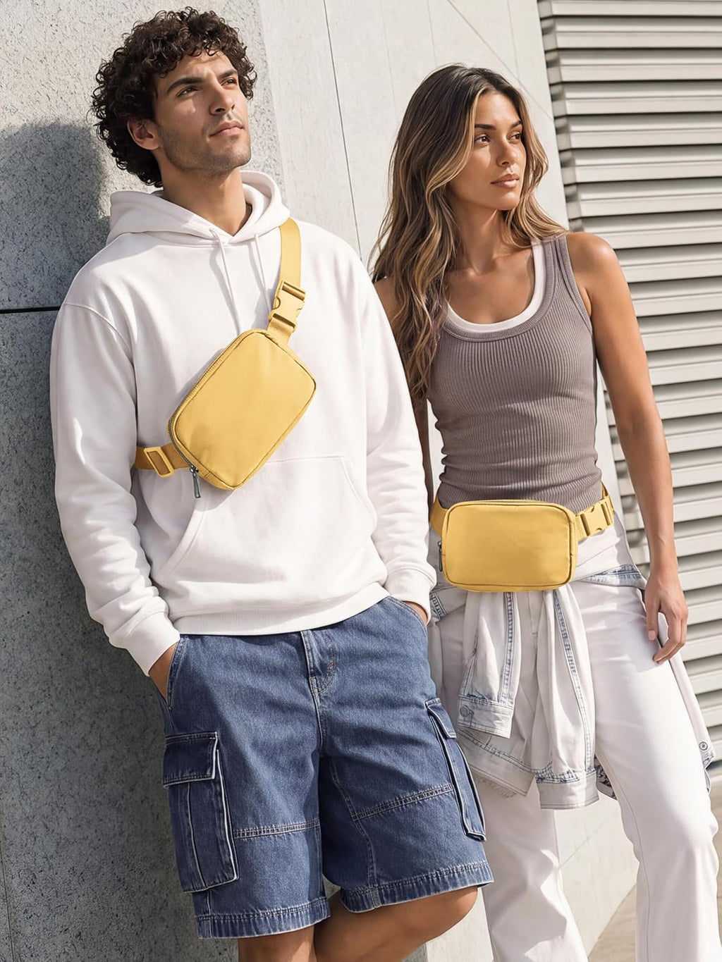 ODODOS Unisex Mini Belt Bag with Adjustable Strap Small Fanny Pack for Workout Running Traveling Hiking, Buff Yellow