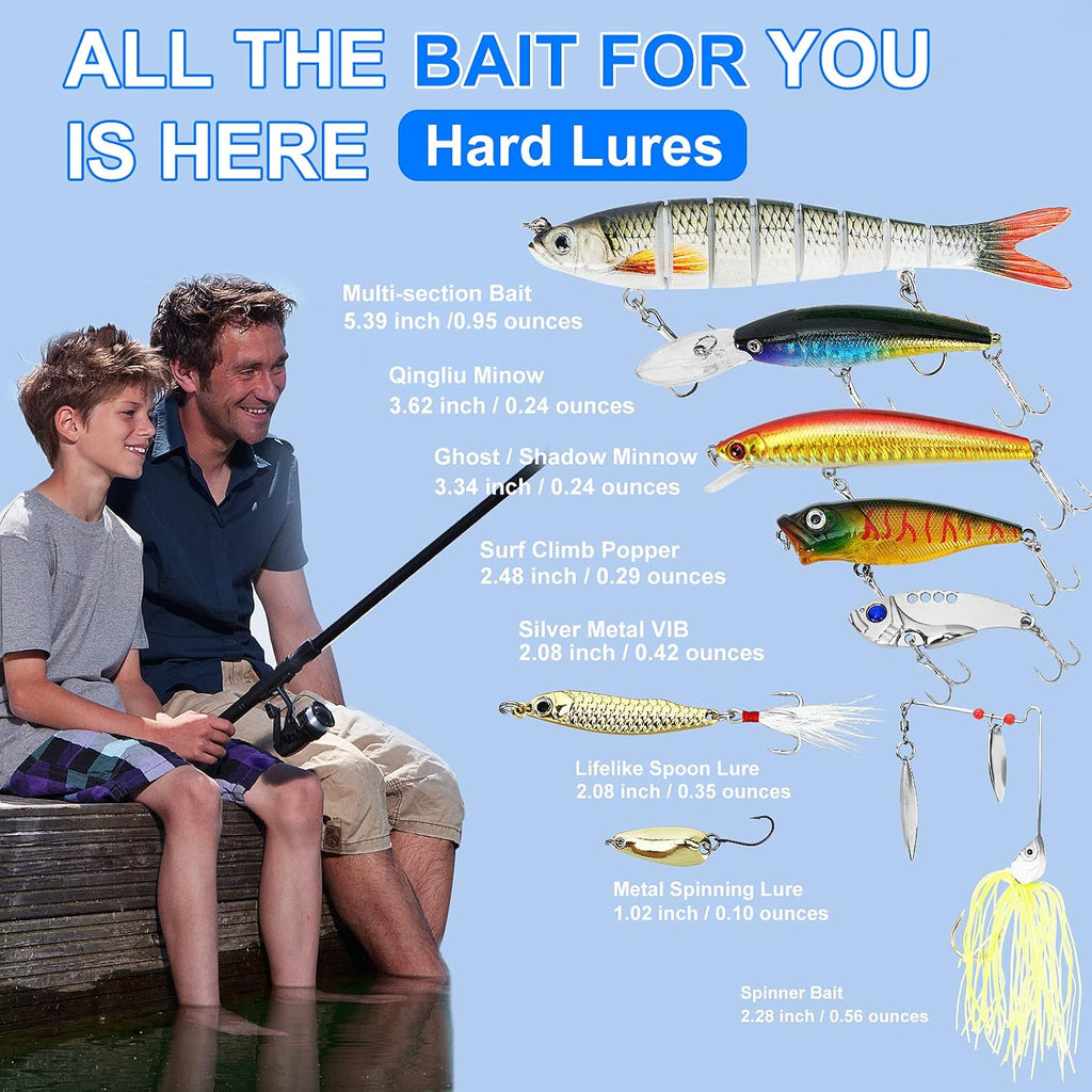 Fishing Lures Tackle Box Bass Kit with Plier,Saltwater & Freshwater Baits