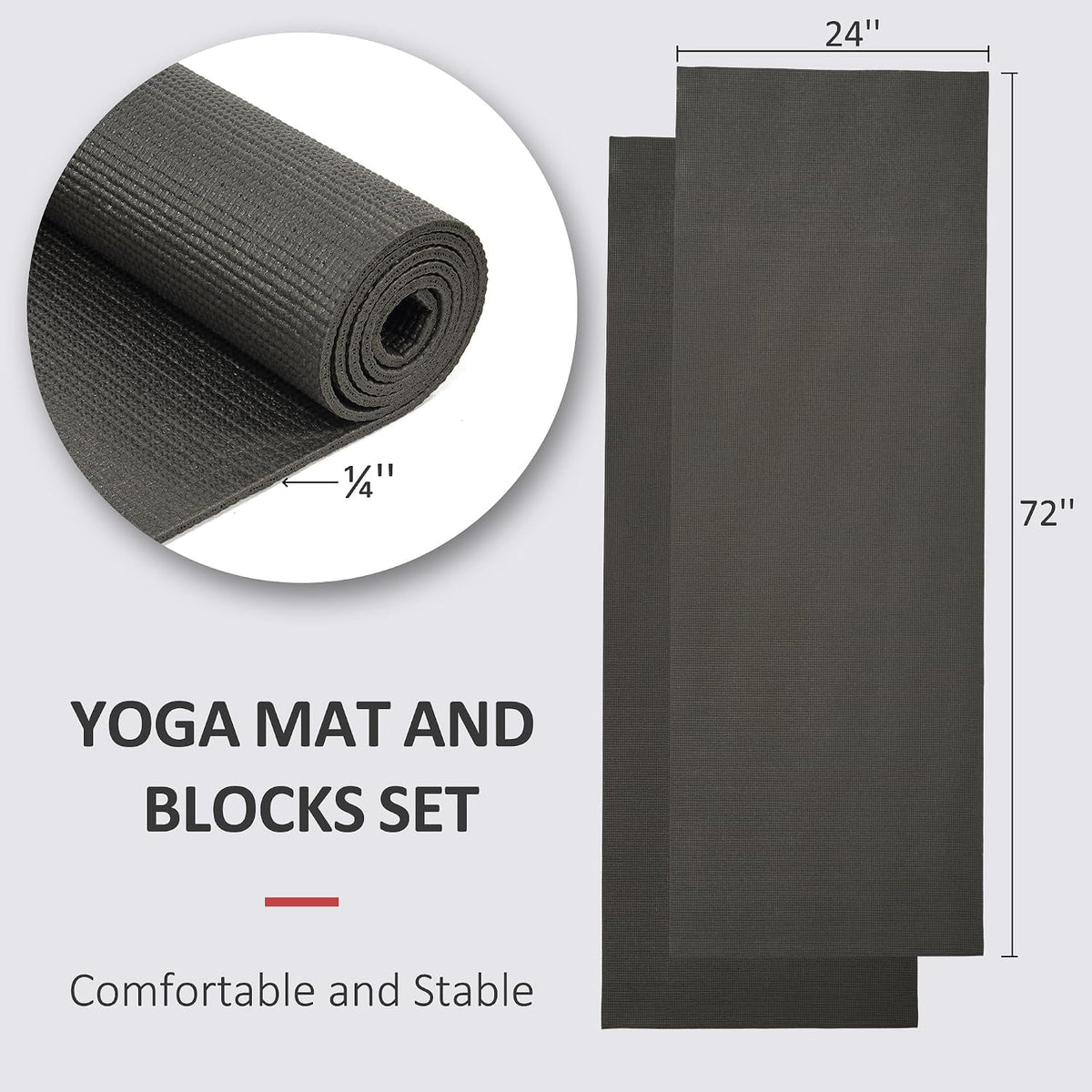 Fitvids All Purpose Thick High Density No Tear Exercise Yoga Mat with Strap & Lightweight Features for Indoor & Outdoor Use