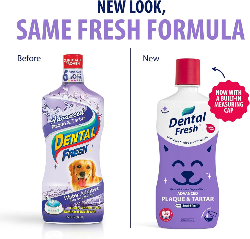 Dental Fresh Advanced Plaque & Tartar Water Additive for Dogs & Cats, 17 oz