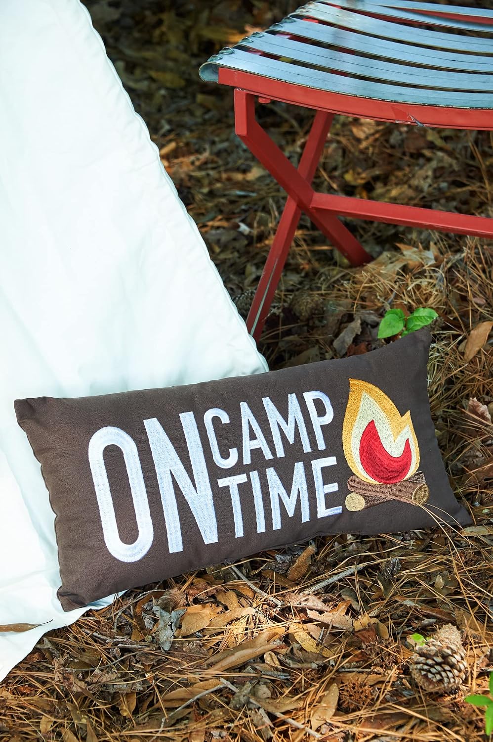 C&F Home Campfire On Camp Time Embroidered Long Accent Pillow 10" x 20"