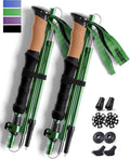 Trekking Poles for Hiking - Collapsible Lightweight 7075 Aluminum Hiking Poles (9.5 oz), Cork Grip Tri-Fold Walking Sticks for Seniors, Men & Women, Adjustable 43-53" (Set of 2)