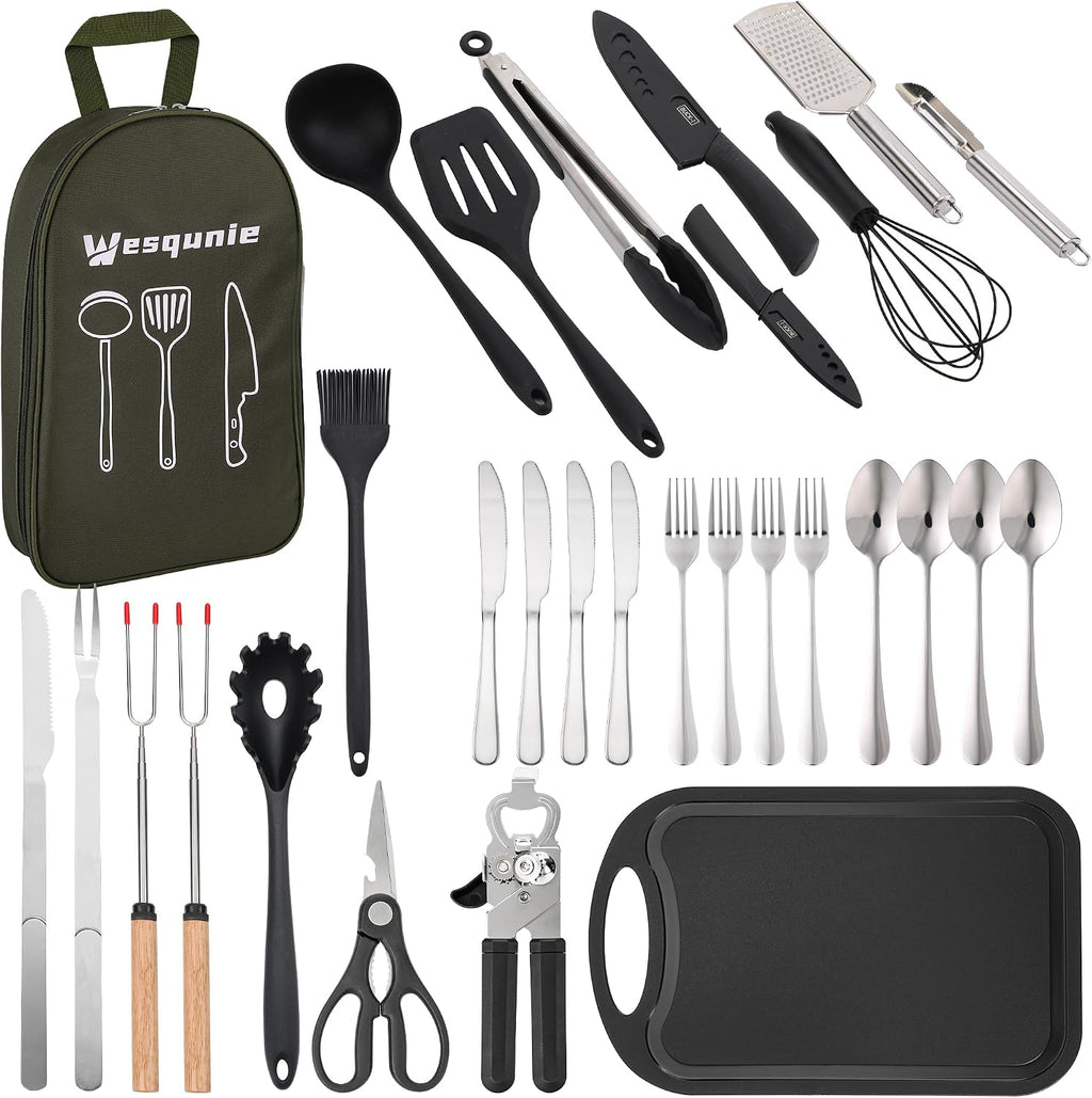 Wesqunie Silicone Cooking Utensils Set, Cookware Set for Outdoor Camping