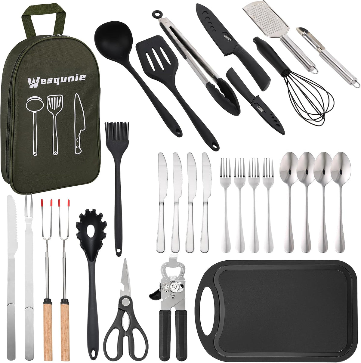 Wesqunie Silicone Cooking Utensils Set, Cookware Set for Outdoor Camping