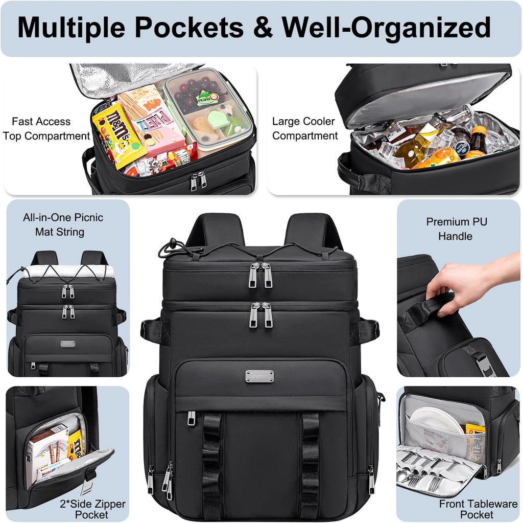 Weitars Insulated Cooler Backpack,Waterproof Soft Cooler Bag 31L/52 Can