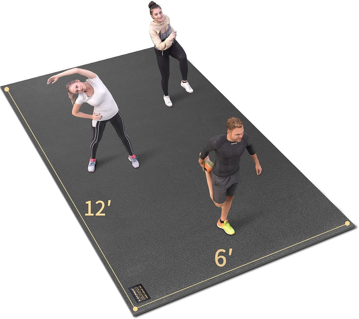 GXMMAT Extra Large Exercise Mat 16'x6'/12'x6'/10'x6'/8'x6'(7mm)