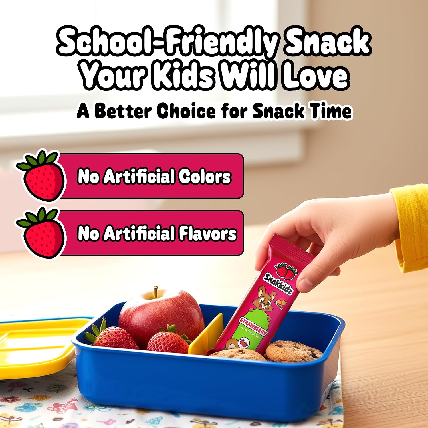 Snakkidz Organic Granola Bars, Strawberry, Seed oil free, 45 Bars