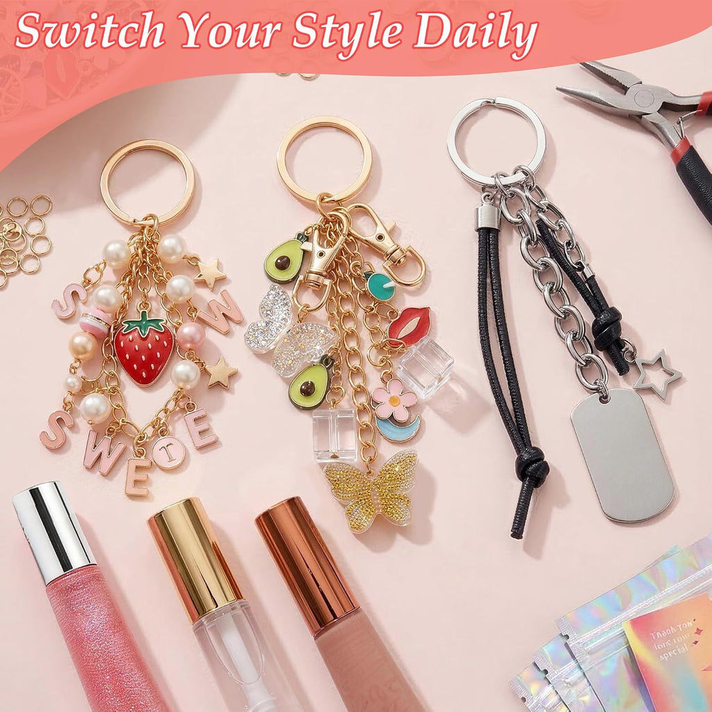 Lemosyu 563pcs Charms Lip Gloss Keychain Making Kit for DIY Craft, Gifts