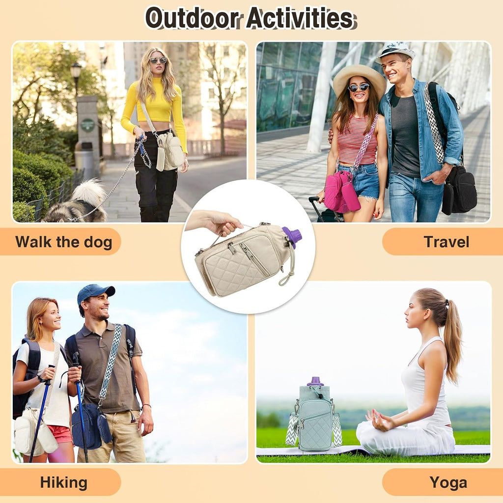 AGLOD Water Bottle Carrier Bag with Strap, Water Bottle Holder Crossbody Bags for Women Men for Walking, Hiking,Cycling