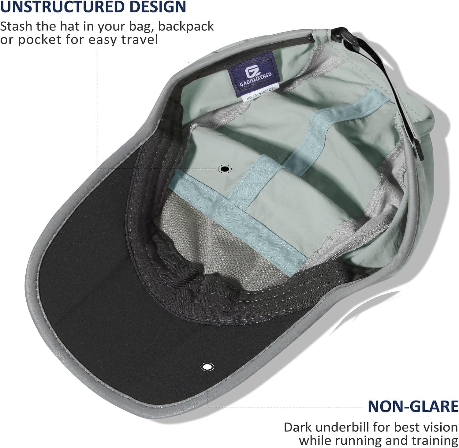 GADIEMKENSD Reflective Folding Outdoor Hat Unstructured Design UPF 50+ Sun Protection Sport Hats for Womens and Mens