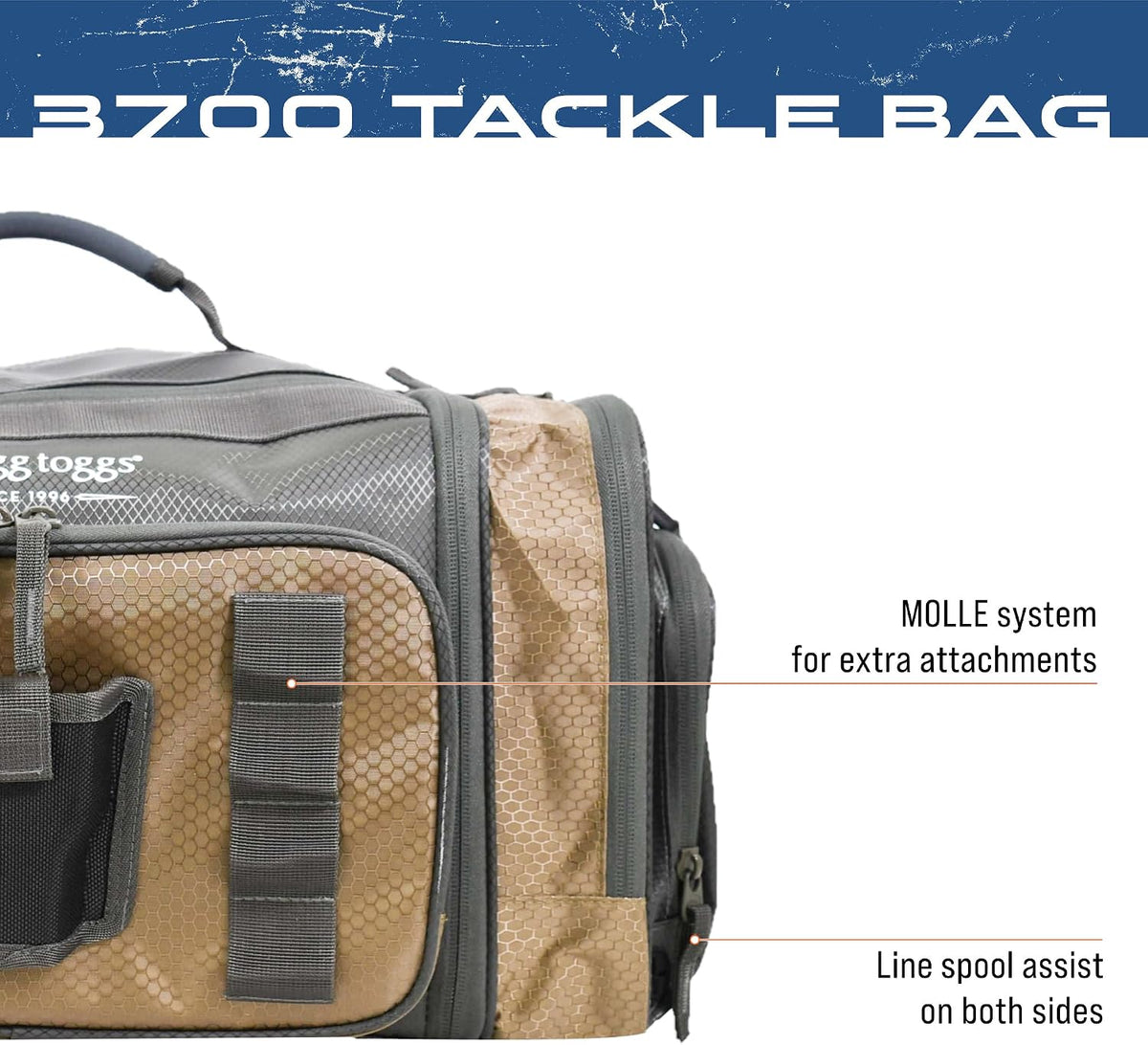 FROGG TOGGS Heavy Duty Fishing Tackle Duffle Bag, Includes Bait Trays, Solid Brown Elements, 3700
