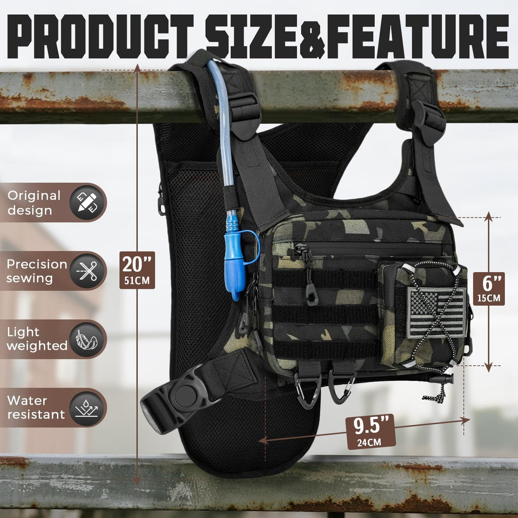 Hydration Vest with 2L Water Bladder for Men and Women,Lightweight Adjustable Hydration Backpack,Hiking Backpack with Water Bladder for Climbing Cycling Hiking