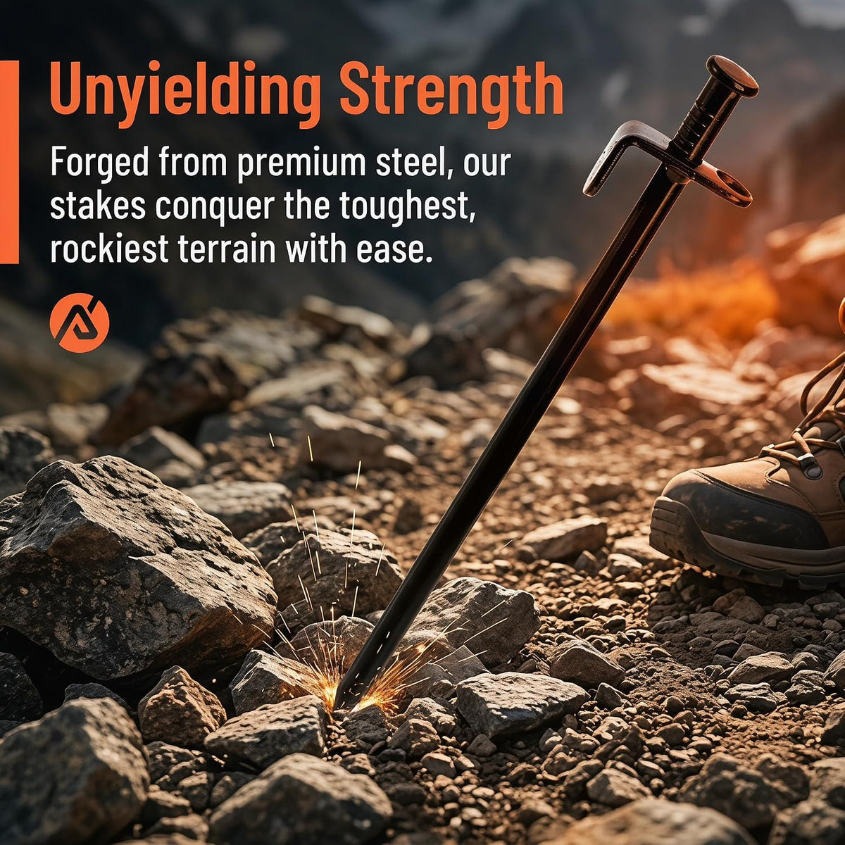 Lawei 12 Pack Tent Stakes, 12 Inch Heavy Duty Forged Steel Tent Pegs, Metal Camping Tarp Pegs Stakes for Outdoor Camping Canopy Trip, Unbreakable and Inflexible, Black