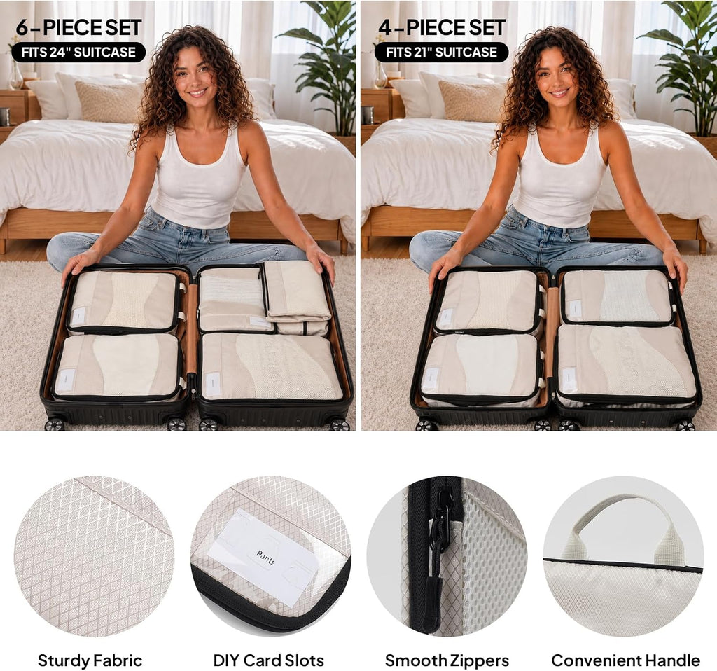 TOPEAST Compression Packing Cubes 4 Set Suitcase Organizer Bags for Travel