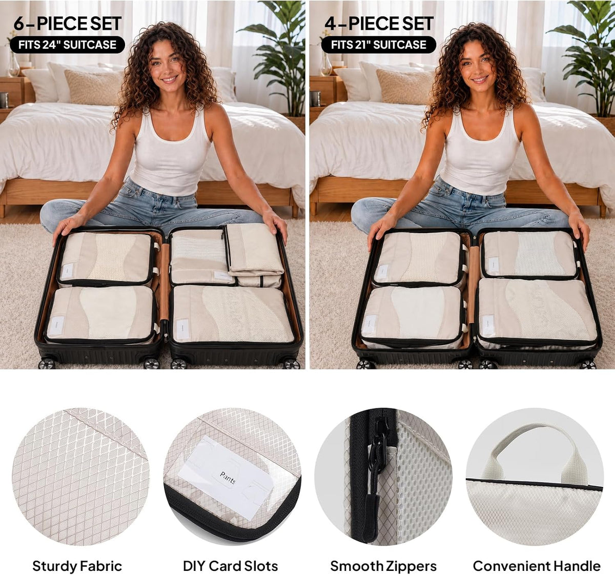 TOPEAST Compression Packing Cubes 4 Set Suitcase Organizer Bags for Travel