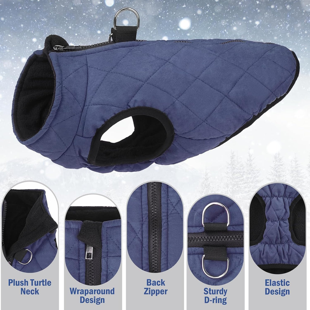 SCENEREAL Winter Dog Vest Coat with Built-in Harness