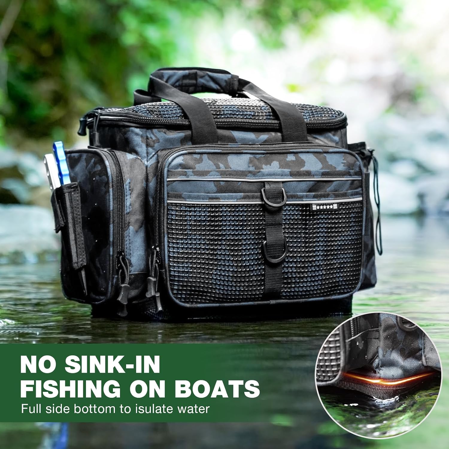 Ghosthorn Waterproof Fishing Tackle Bag with 4 3600 Boxes Lure Organizer