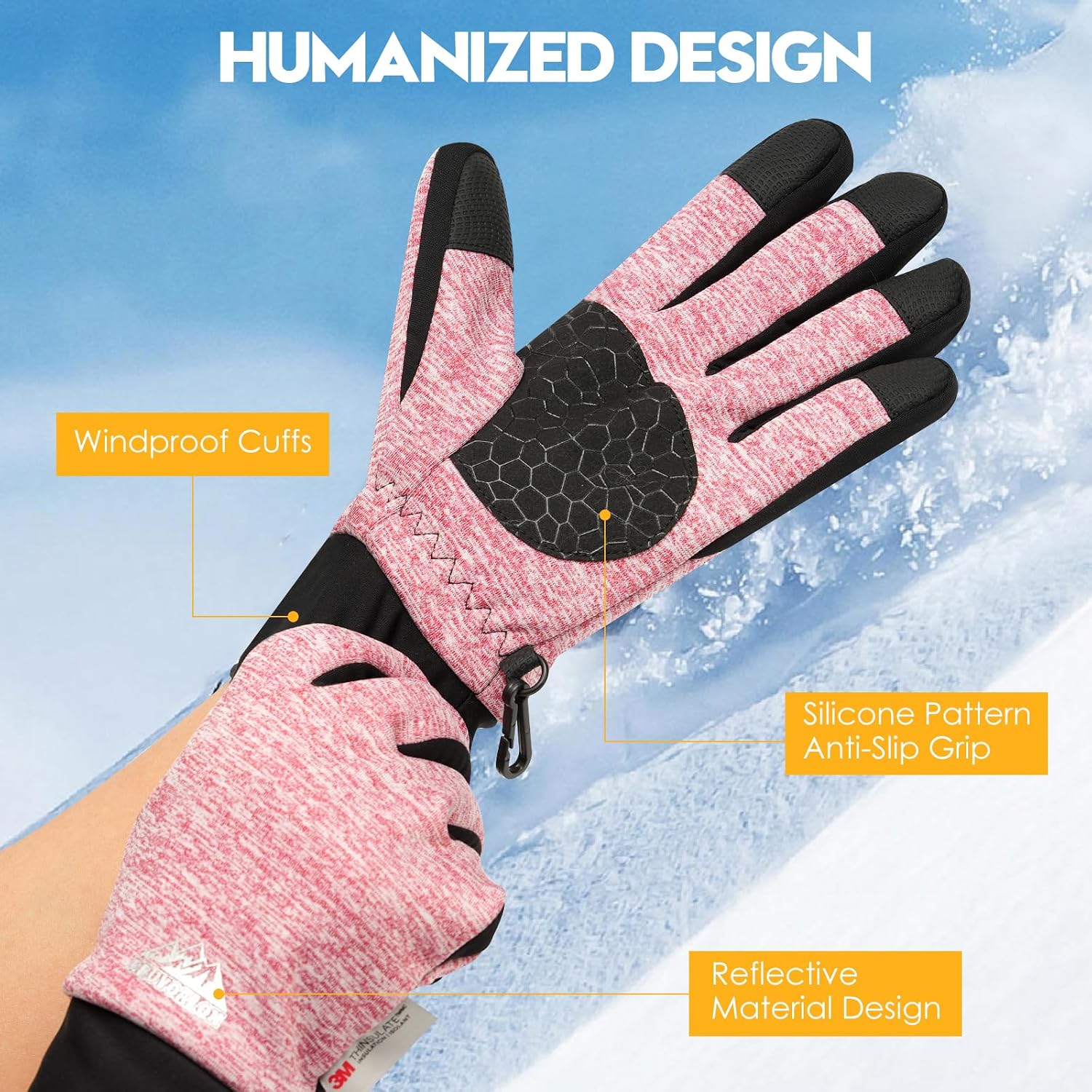Bruvoalon Winter Gloves for Women & Men, 3M Thermal Insulation, Lycra Fabric, Touchscreen, Anti-Slip