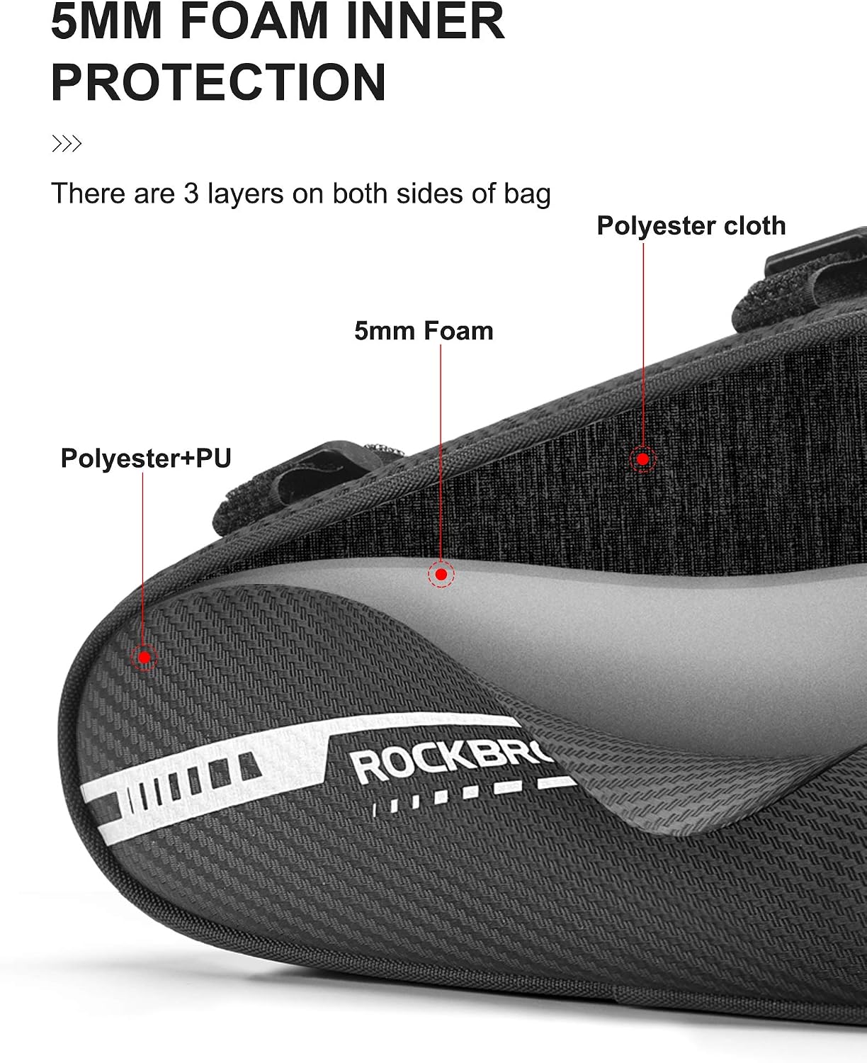 ROCKBROS Bike Frame Bag 1.2L Bicycle Triangle Storage Pouch Cycling Pack