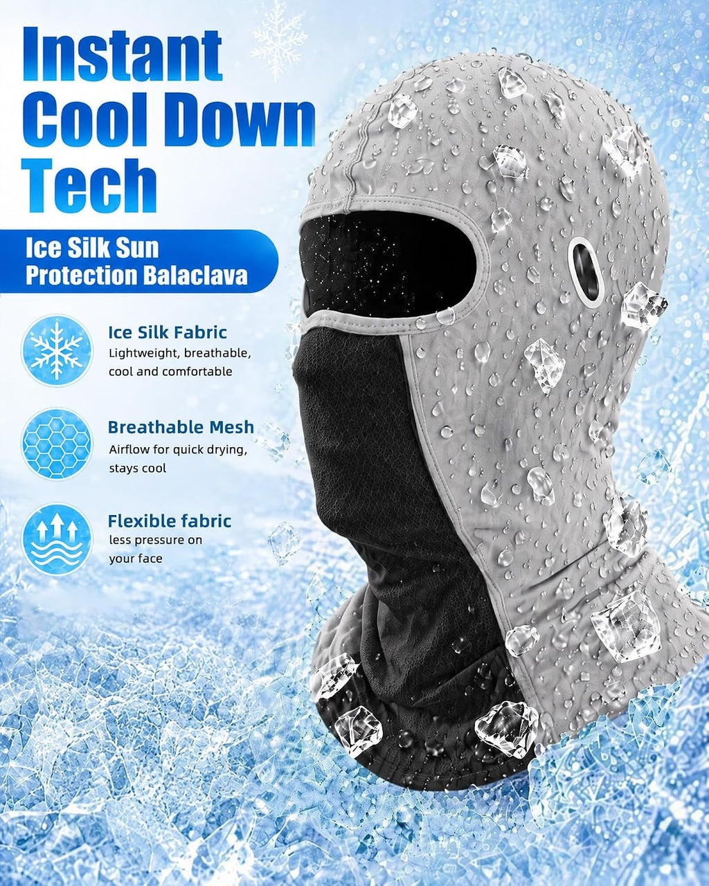 3 Pieces Unisex Ice Silk Mesh Balaclava Ski Mask, Full Cycling Face Cover