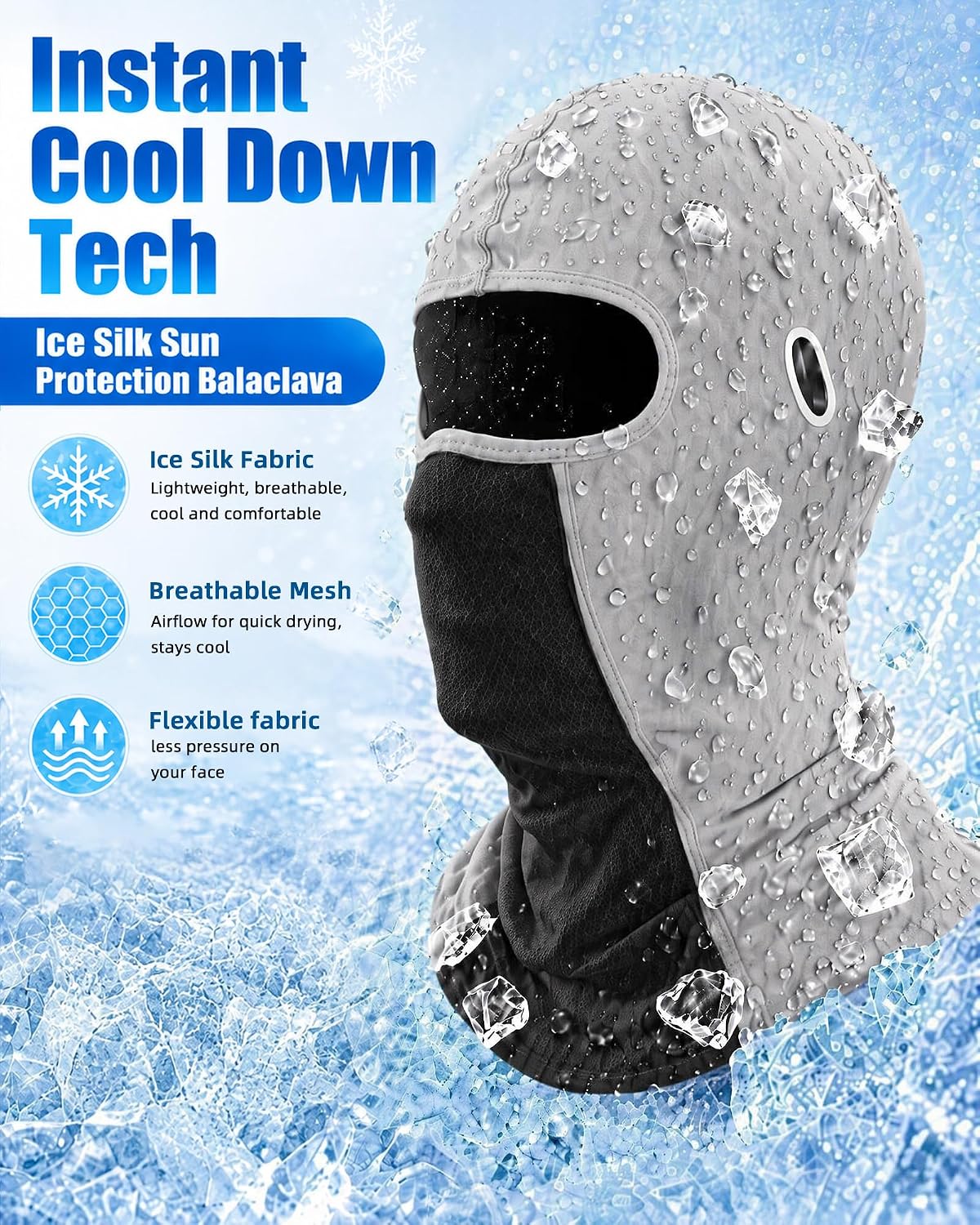 3 Pieces Unisex Ice Silk Mesh Balaclava Ski Mask, Full Cycling Face Cover