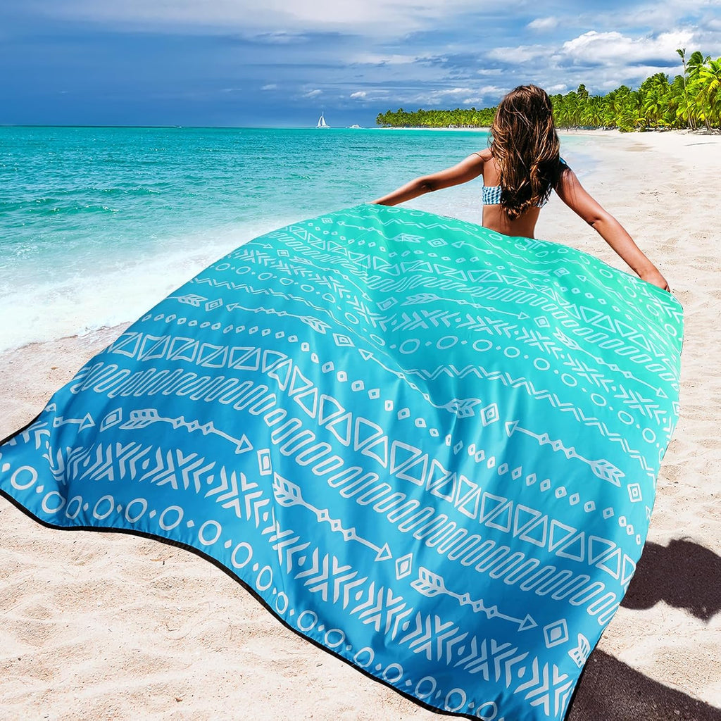 WIWIGO Beach Blanket Mat Waterproof Sandproof for 2-8 Adults Quick Drying