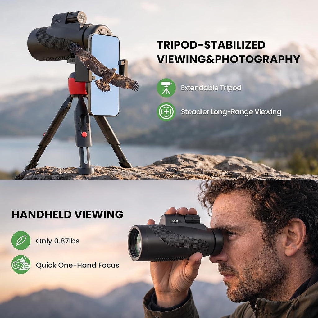 Gosky 15x52 High Powered Monocular Telescope for Adults with Tripod