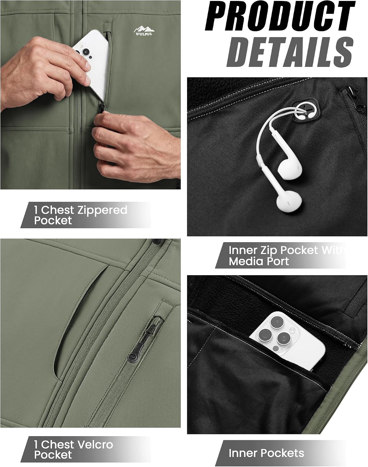 WULFUL Men's Golf Vest Windproof Lightweight Outerwear Sleeveless Jacket
