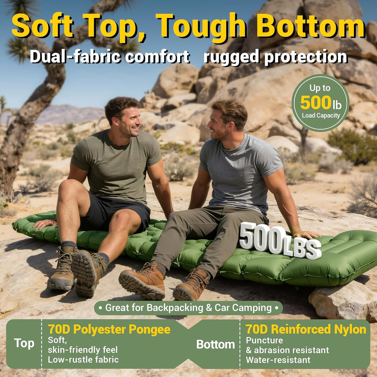 4in Backpacking Camping Sleeping Pad with Foot Pump