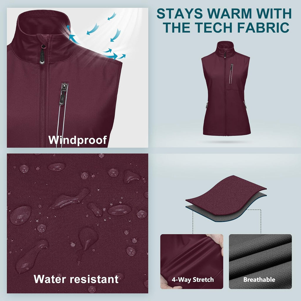 33,000ft Women's Lightweight Running Vest with 6 Pockets for Travel Golf