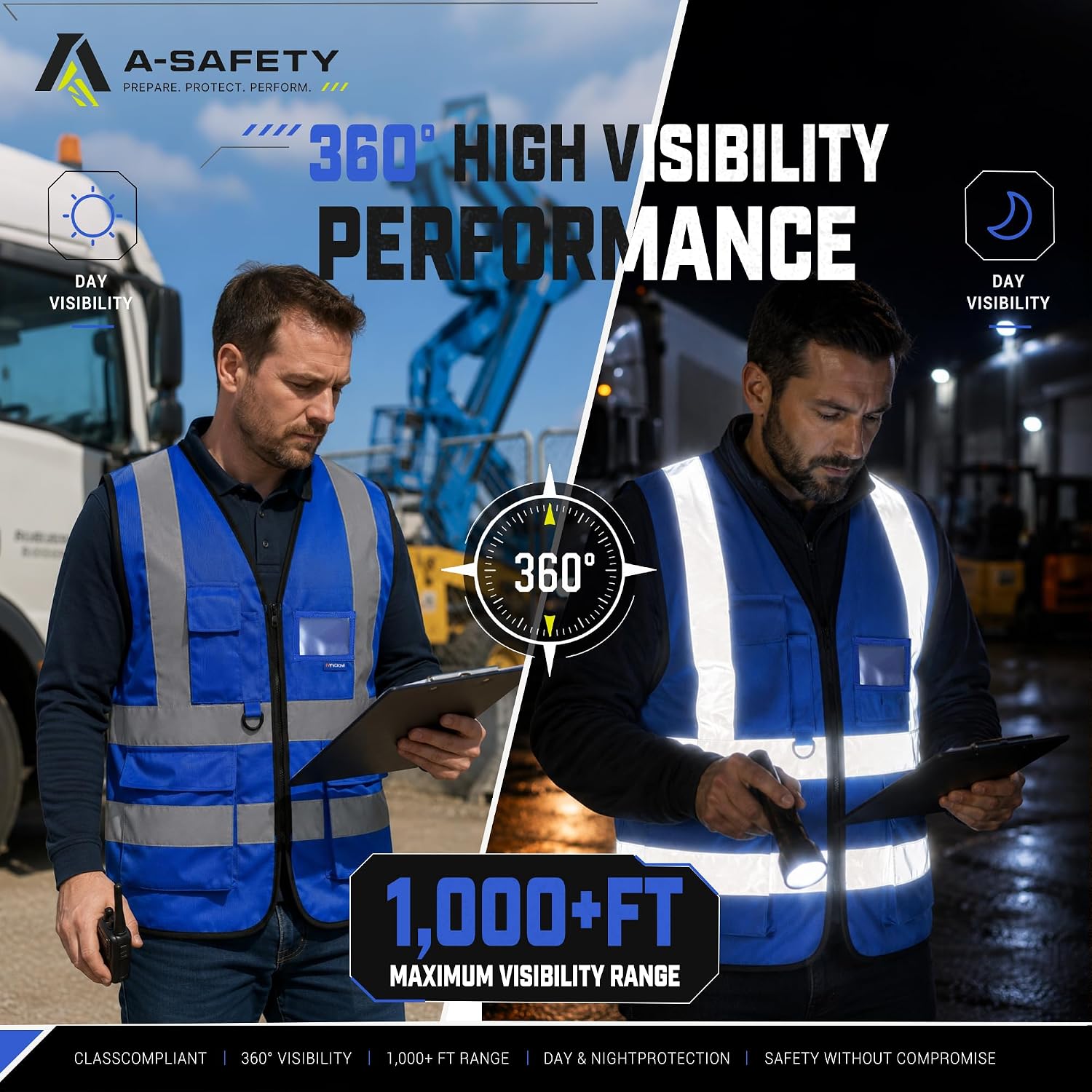 A-SAFETY High Visibility Reflective Safety Vest Customize Logo (XS-8XL)