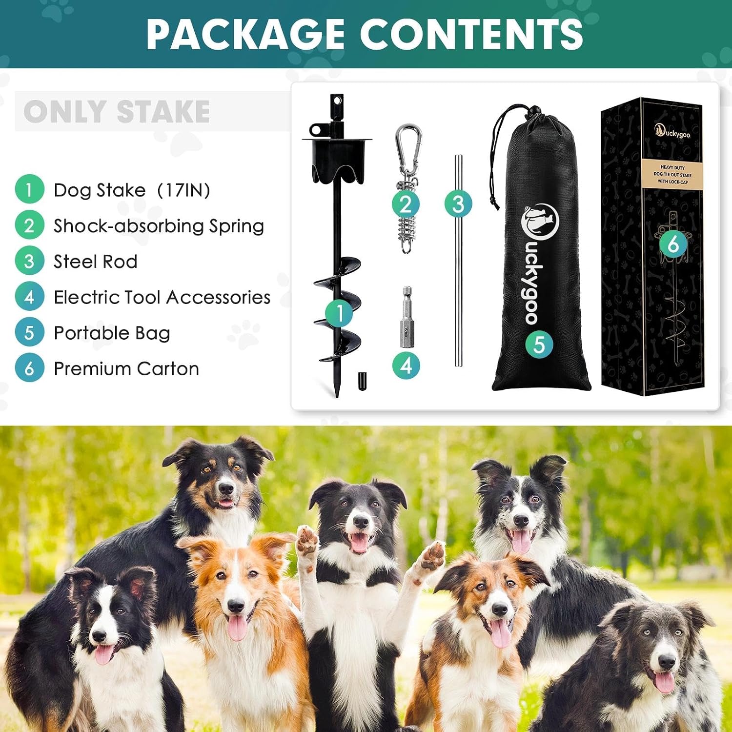 Dog Tie Out Stake with Lock-Cap,Heavy Duty Dog Stake for Outside