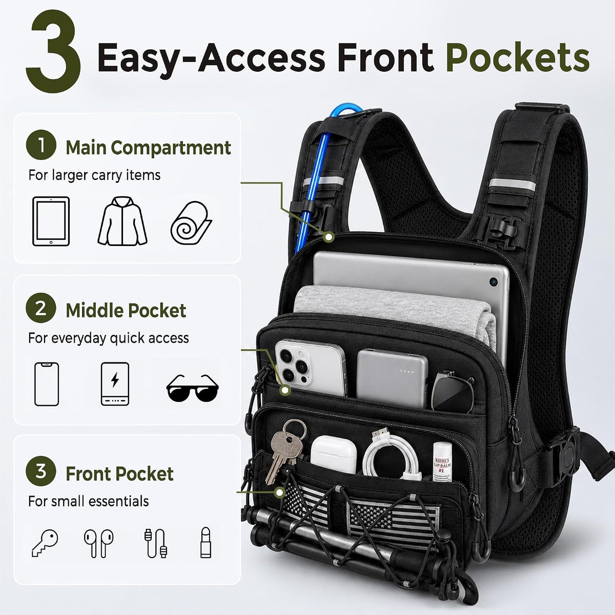 Running Vest Water Backpack with 2L Leak-Proof Bladder for Men & Women