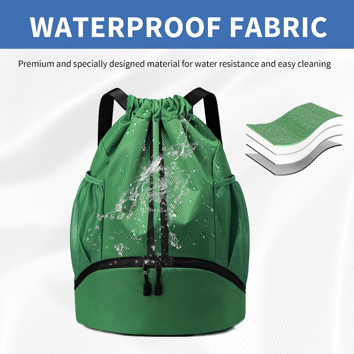 JELUTAR Drawstring Backpack Gym Bag with Shoes Pocket, Dark Green