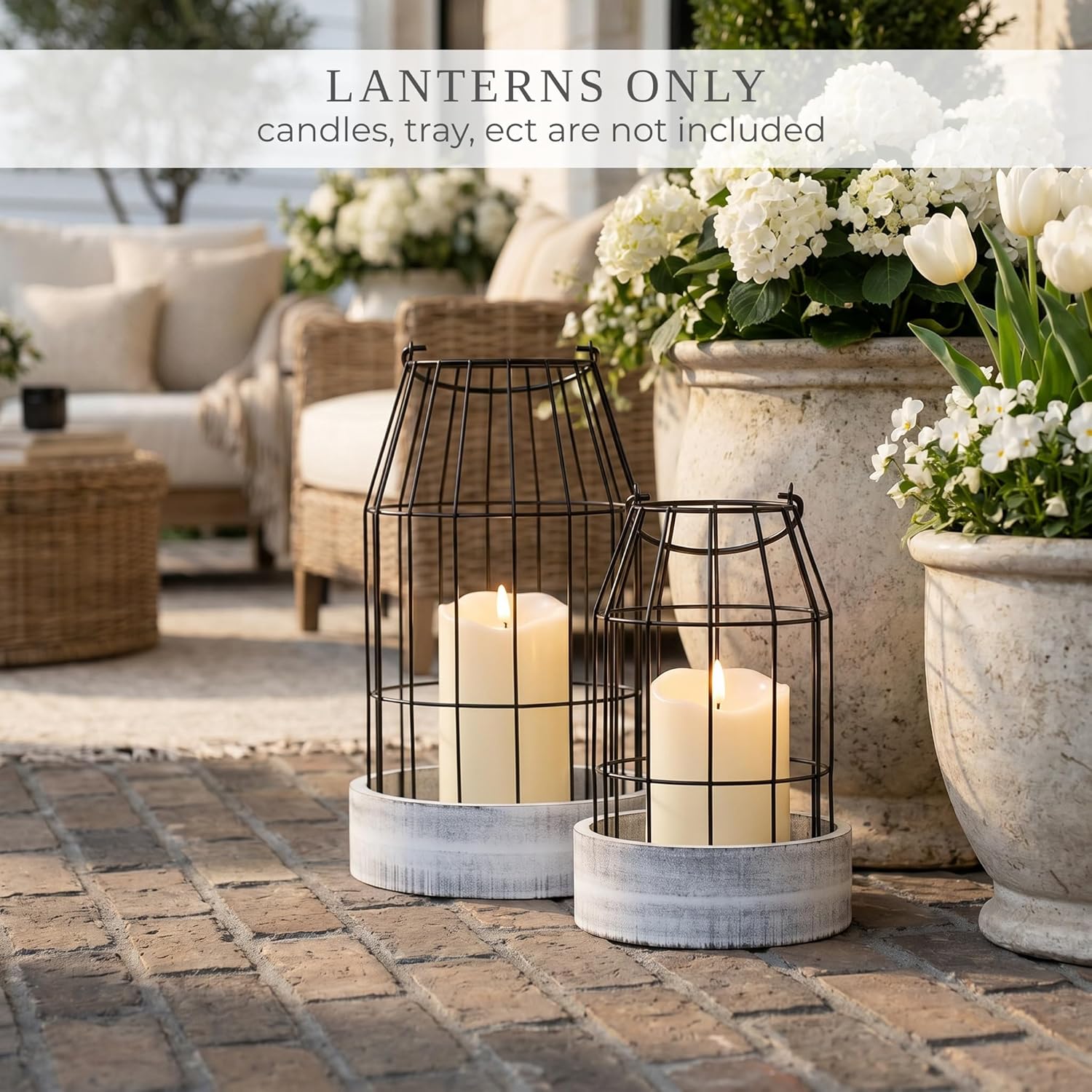 Rustic Farmhouse Lantern Decor Set of 2 - Stylish Decorative Lanterns