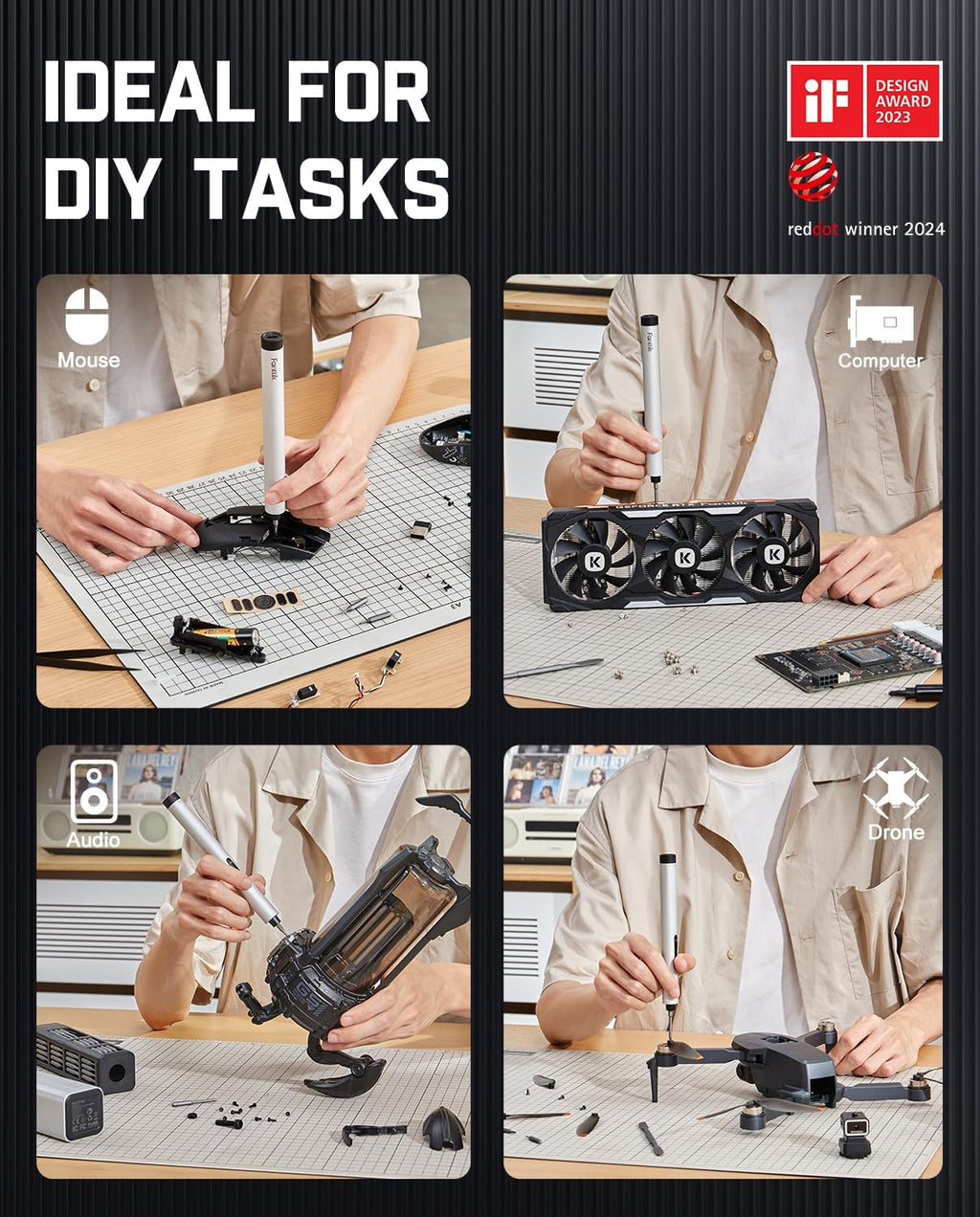 Fanttik E1 Max Electric Screwdriver, 53-in-1 Screwdriver for DIY (Silver)
