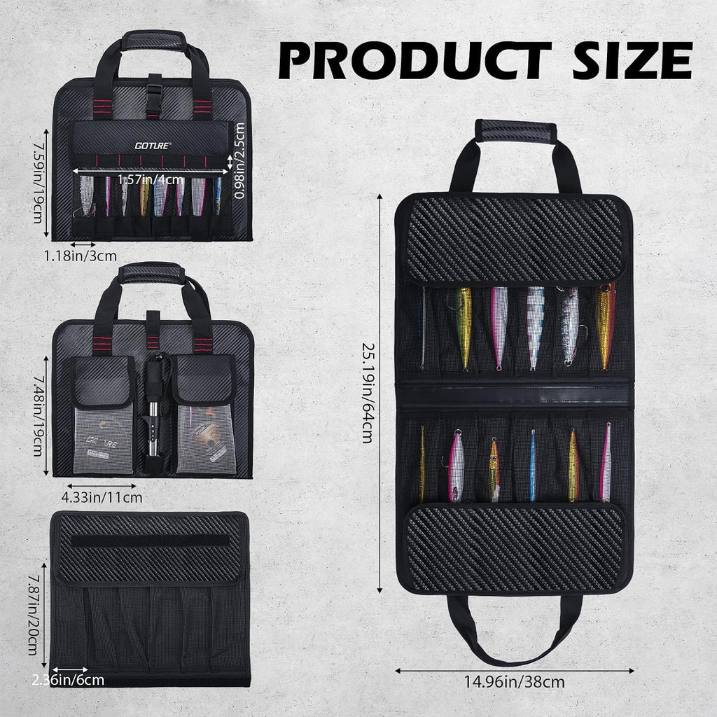 Goture Fishing Jig Bag, 34 Mesh Pocket Detachable Lure Storage Bag