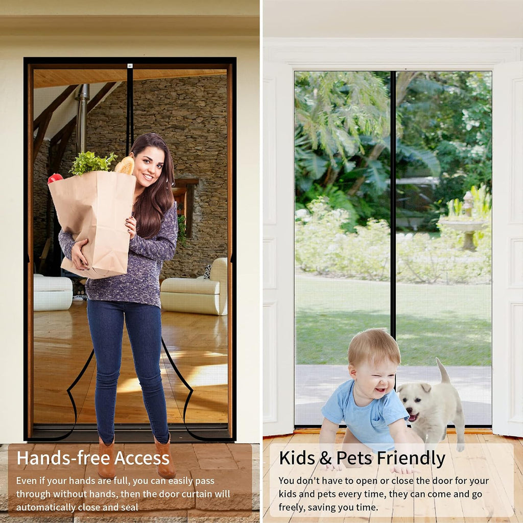 CHIYUNS Screen Door Mesh Magnetic Closure 36 x 96 inch, Self Closing Fiberglass Mosquito Net with Magnet for Doors, Heavy Duty Bug Fly Screens Curtain for Doorway, Keep Bugs Out, Pet Friendly