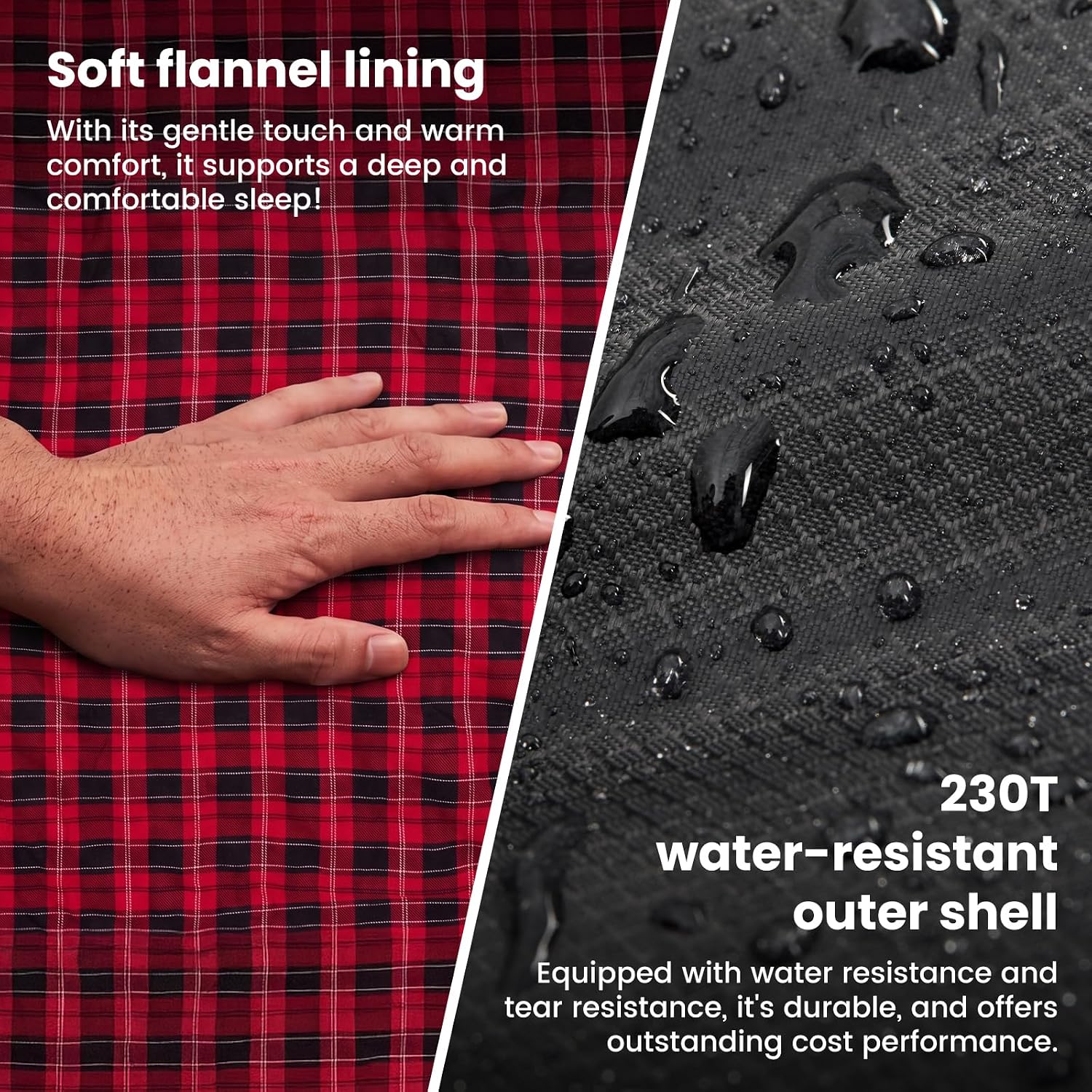 KingCamp Sleeping Bag for Adults Big & Tall 100% Flannel Sleeping Bag