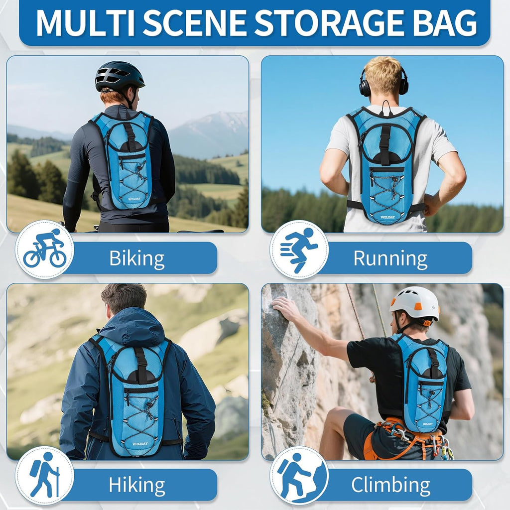 Hydration Backpack with Leak Proof Water Bladder, Lightweight Hydro Water Daypack for Rave, Cycling, Running, Hiking, Climbing