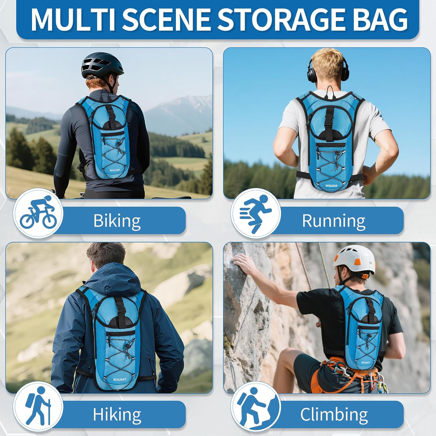 Hydration Backpack with Leak Proof Water Bladder, Lightweight Hydro Water Daypack for Rave, Cycling, Running, Hiking, Climbing
