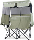 Double Camping Chair with Canopy,2 Person Folding Chair with Canopy, Green