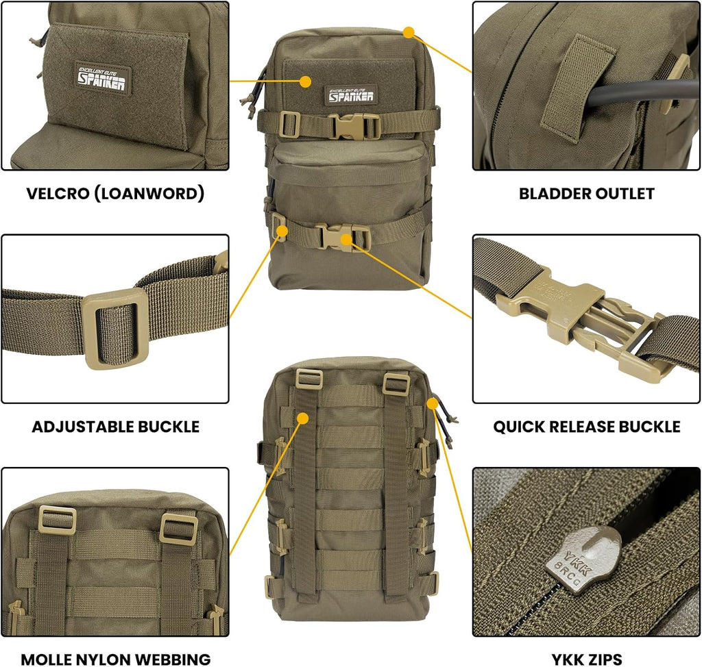 EXCELLENT ELITE SPANKER Tactical MOLLE Hydration Backpack Water Bladder Carrier Pack for Tactical Vest Backpack Plate Carrier